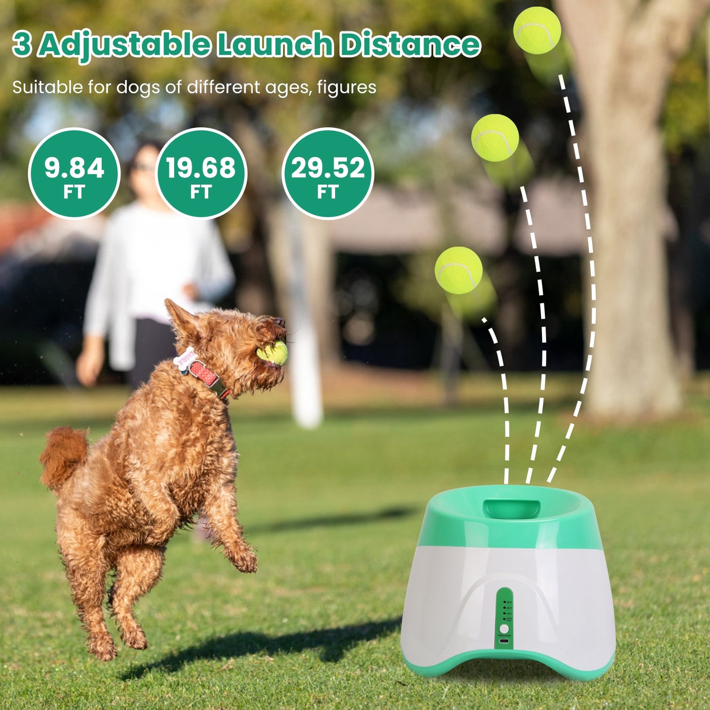 Automatic Dog Ball Launcher Included 6 Tennis Balls